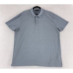 Vince Blue Stripe Short Sleeve Polo Shirt Mens Casual Stretch Knit Size XXL